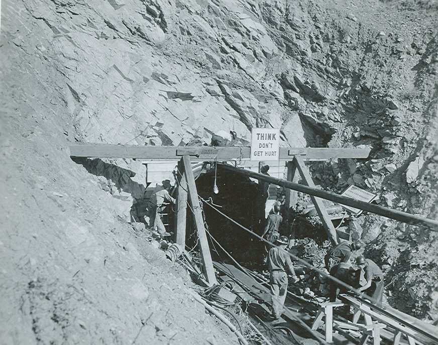 Construction of a tunnel in the mountain.